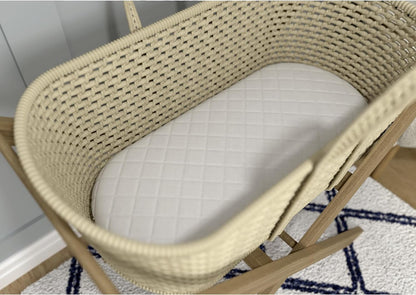 Foam Moses Pram Basket Quilted  Water Proof Mattress Cover Thick Oval Shaped