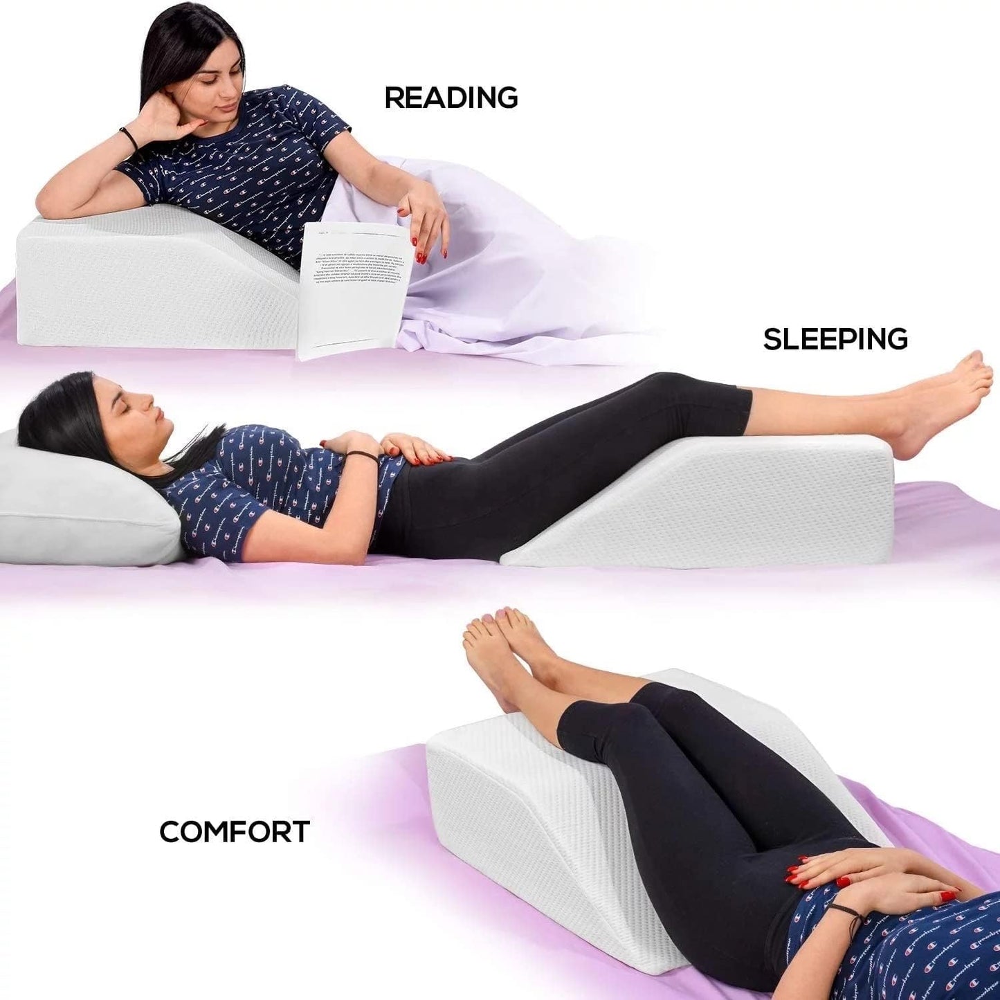 Leg Elevation Pillow, Wedge Memory Foam Support Cushion with Washable Cover, Improve Circulation & Reduce Pain, Bed Leg Rest Pillow for Post Surgery, Reading, Sleeping