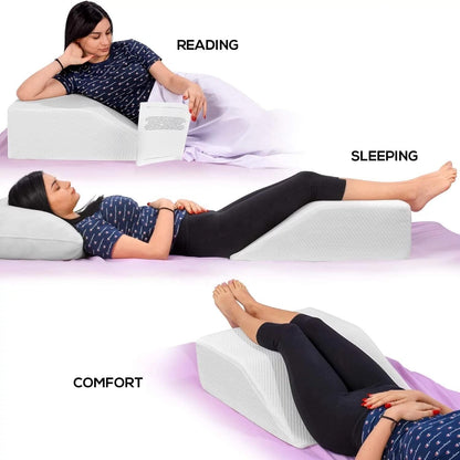 Leg Elevation Pillow, Wedge Memory Foam Support Cushion with Washable Cover, Improve Circulation & Reduce Pain, Bed Leg Rest Pillow for Post Surgery, Reading, Sleeping