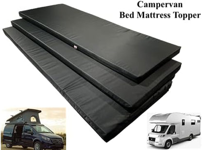 Caravan Camping Campervan Foam Mattress Topper VW T4 T5 Westfalia California Mercedes Marco Polo - 190 X 120 X 5 CM (DOUBLE BED) BLACK