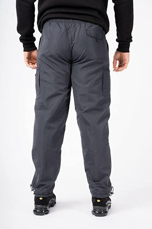Men’s Microfibre Thermal Trousers Fleece Workwear Bottoms Elasticated Waist Cargo Sweat Pants