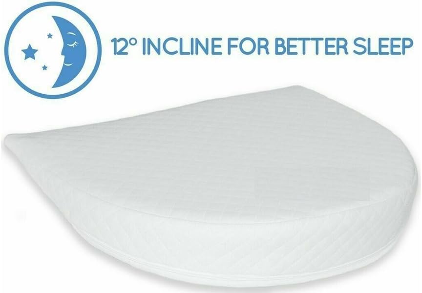 Soft Round Wedge Pillow Foam Filled Anti Re-flux Colic Cushion Anti Choking For Pram Crib Cot Kids Bed Cool Touch Cover For Boys Girls 31x29x7.5 CM