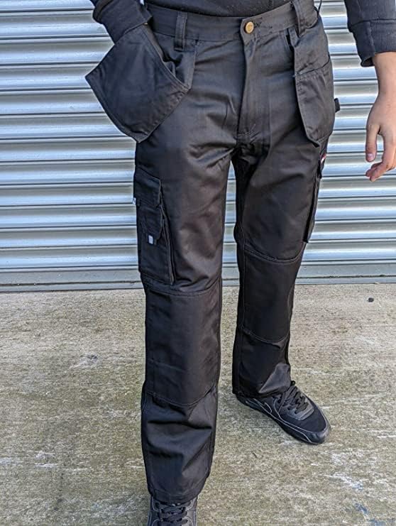 Men’s Work Trousers Multi-Pocket Combat Cargo Heavy Duty Safety Pants Triple Stitched Workwear Hard Wearing Cotton Rich Bottoms