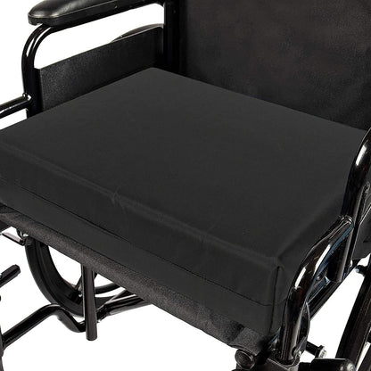 Memory Foam Soft touch Vinyl Covered Wheelchair/Seat Cushion Full Support, Elderly, Comfort Seat Aid, Multiple uses, Chair Cushion, Scooter, Everyday use Wipe Clean with Fixing Straps