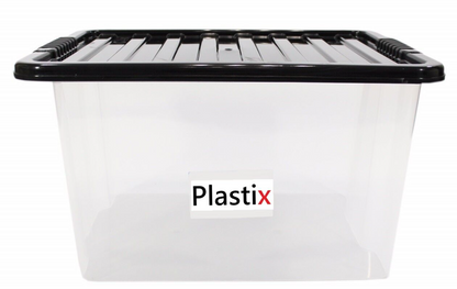 Plastic Storage Boxes Clear Box with Lid Office Stackable Containers 28L