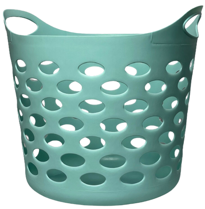 30L Plastic Laundry Basket With Handles Flexi Large Storage Round Hipster Hamper For Clothes Nursery & Home Organisation 13 Colours