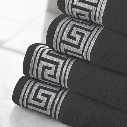 Greek Key Pattern Border Towels 500 GSM Bath Towel, 100% Egyptian Cotton Quick Drying Towel For Bathroom, Gym, Spa, Swimming Pool,  Beach