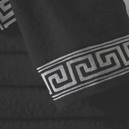 Greek Key Pattern Border Towels 500 GSM Bath Towel, 100% Egyptian Cotton Quick Drying Towel For Bathroom, Gym, Spa, Swimming Pool,  Beach