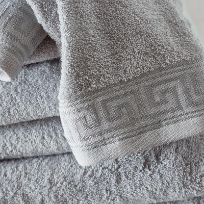 Greek Key Pattern Border Towels 500 GSM Bath Towel, 100% Egyptian Cotton Quick Drying Towel For Bathroom, Gym, Spa, Swimming Pool,  Beach