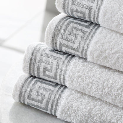 Greek Key Pattern Border Towels 500 GSM Bath Towel, 100% Egyptian Cotton Quick Drying Towel For Bathroom, Gym, Spa, Swimming Pool,  Beach