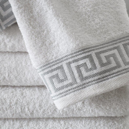 Greek Key Pattern Border Towels 500 GSM Bath Towel, 100% Egyptian Cotton Quick Drying Towel For Bathroom, Gym, Spa, Swimming Pool,  Beach