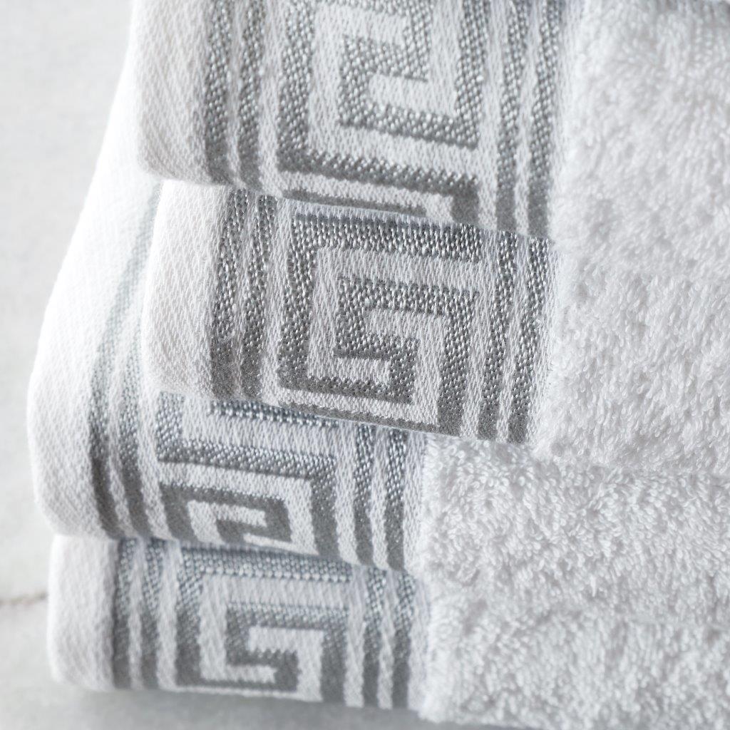 Greek Key Pattern Border Towels 500 GSM Bath Towel, 100% Egyptian Cotton Quick Drying Towel For Bathroom, Gym, Spa, Swimming Pool,  Beach