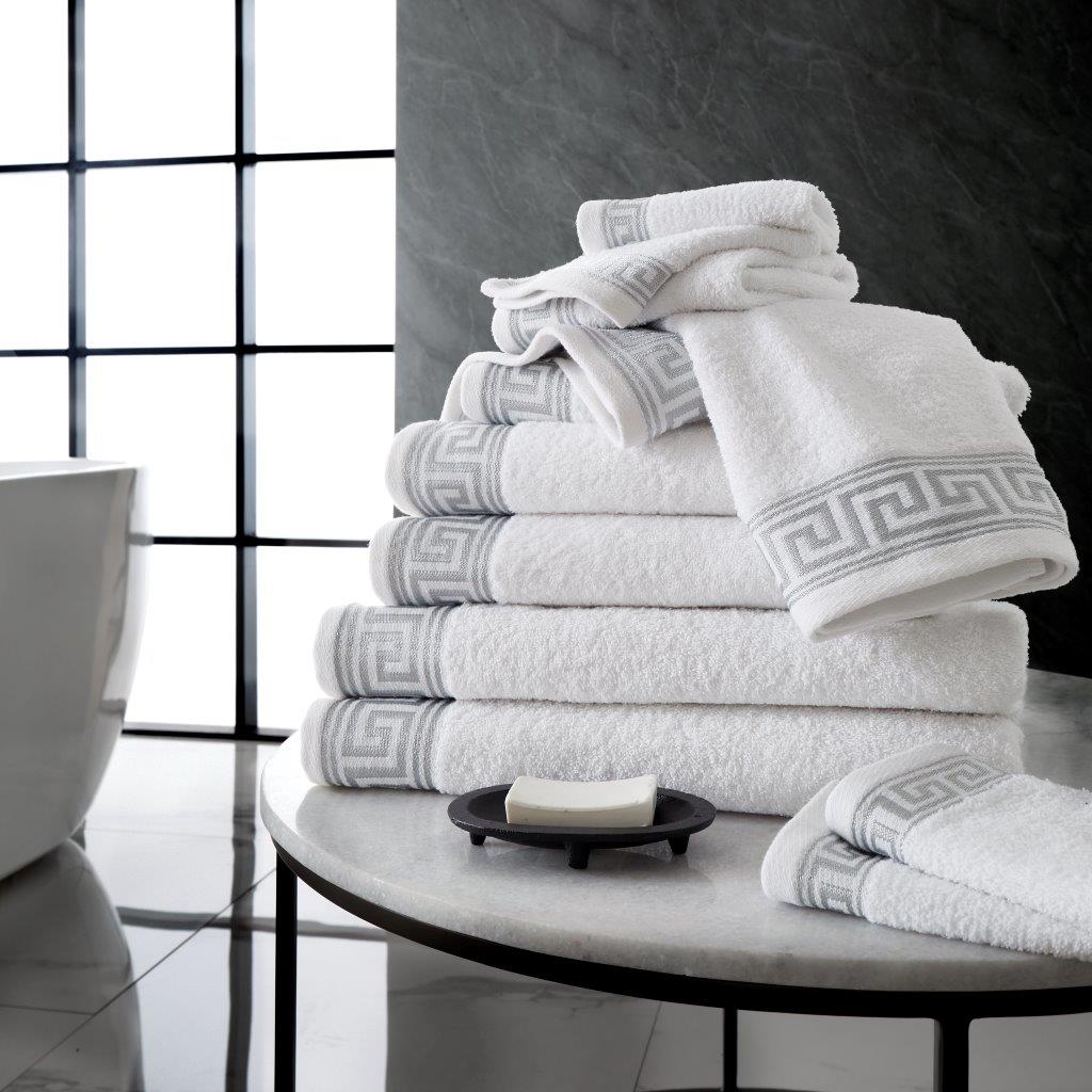 Greek Key Pattern Border Towels 500 GSM Bath Towel, 100% Egyptian Cotton Quick Drying Towel For Bathroom, Gym, Spa, Swimming Pool,  Beach