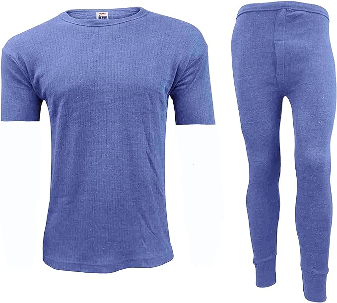 Set of Mens Thermal Half Sleeve T-Shirt Vest & Long johns Winter Underwear Warm Plain Top Base Layer
