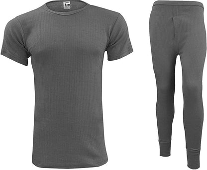 Set of Mens Thermal Half Sleeve T-Shirt Vest & Long johns Winter Underwear Warm Plain Top Base Layer