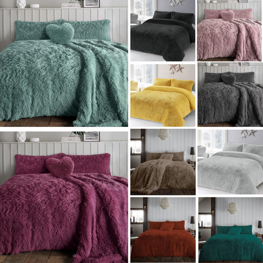 Hug & Snug Duvet Cover Fluffy Fur Fleece Cuddle Warm Quilt Bedding Set All Sizes