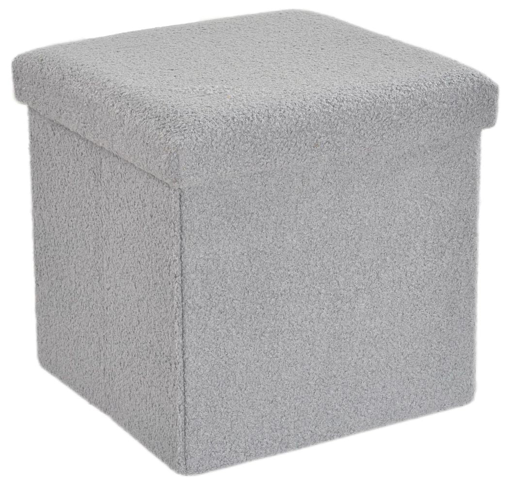 Ottoman Folding Boucle Storage Box Teddy Bear Collapsible Toy Chest