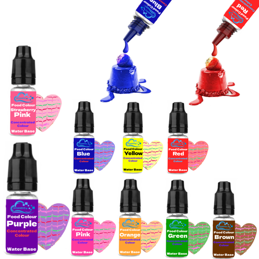 Food Colouring - Liquid Concentrated Food Colours for Ice-cream, Fondant, Cake Icing & Decorating, Baking Edible Food Grade Dye Droplets