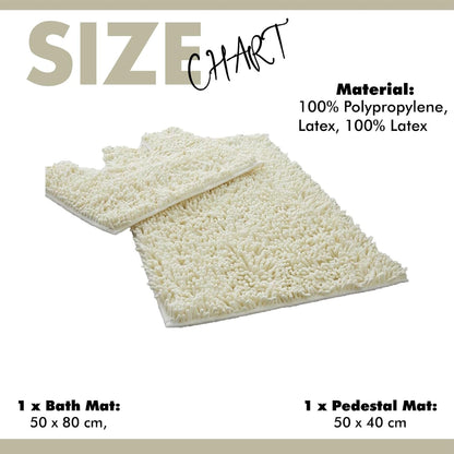 2 Piece Loop Bath Mats for Bathroom - Non Slip Chenille Bath Mat Set Rugs, Extra Soft with Water Absorbent Pedestal Bathmat Shower Toilet Mat