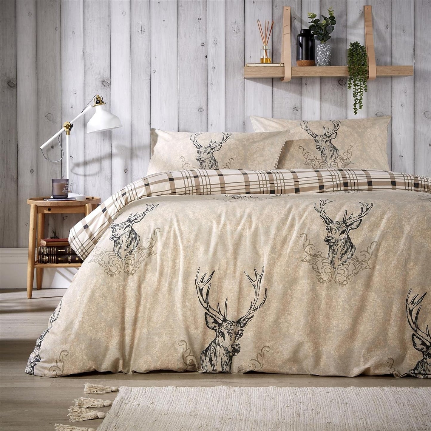 Highland Stag Reversible Duvet Cover Quilt Bedding 3 Pcs Set With Matching Pillowcase Polycotton