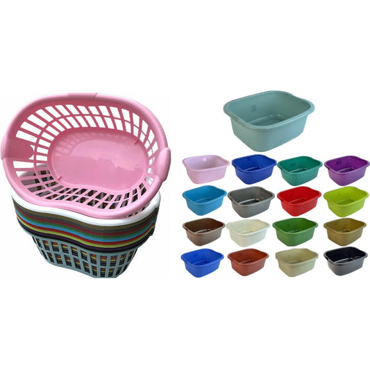 34L Hipster Laundry Basket Plastic Clothes Storage Bin Hamper & 11L Wash up Bowl