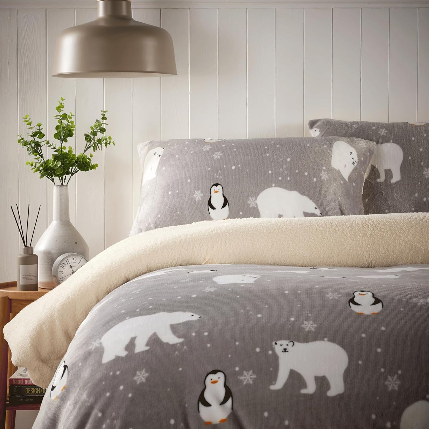 Teddy Fleece Duvet Cover Set Printed Super Soft Quilt Sets Warm Winter Bedding With Sherpa Reverse