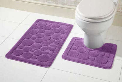Cali Bubbles 2 Piece Bath Mat & Pedestal Set Non Slip Soft Absorbent Toilet Bathroom Mats Sets