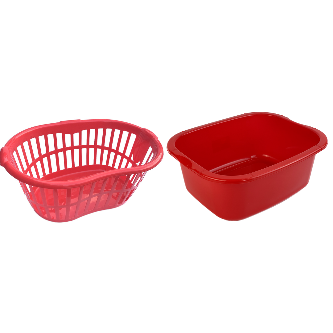 34L Hipster Laundry Basket Plastic Clothes Storage Bin Hamper & 11L Wash up Bowl