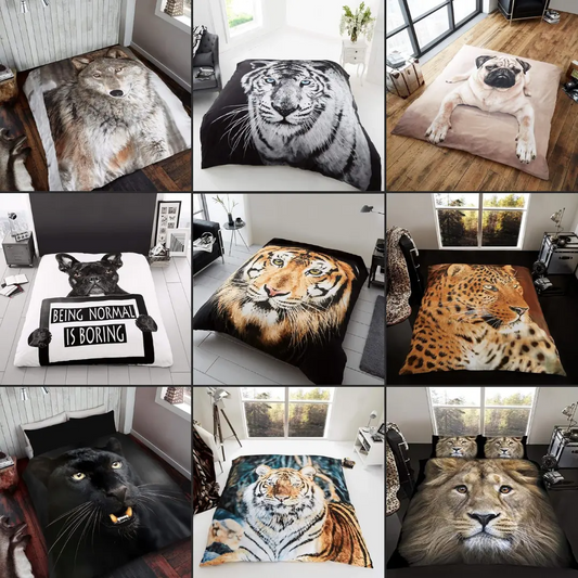 3D Animal Print Throw Soft Warm Faux Fur Fleece Sofa Bed Blanket Double King