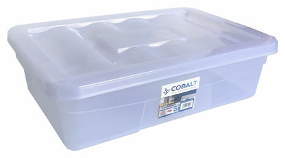 30 Litre Underbed Plastic Storage Boxes with lids, heavy duty, stackable boxes, Drawer Organiser Container Case